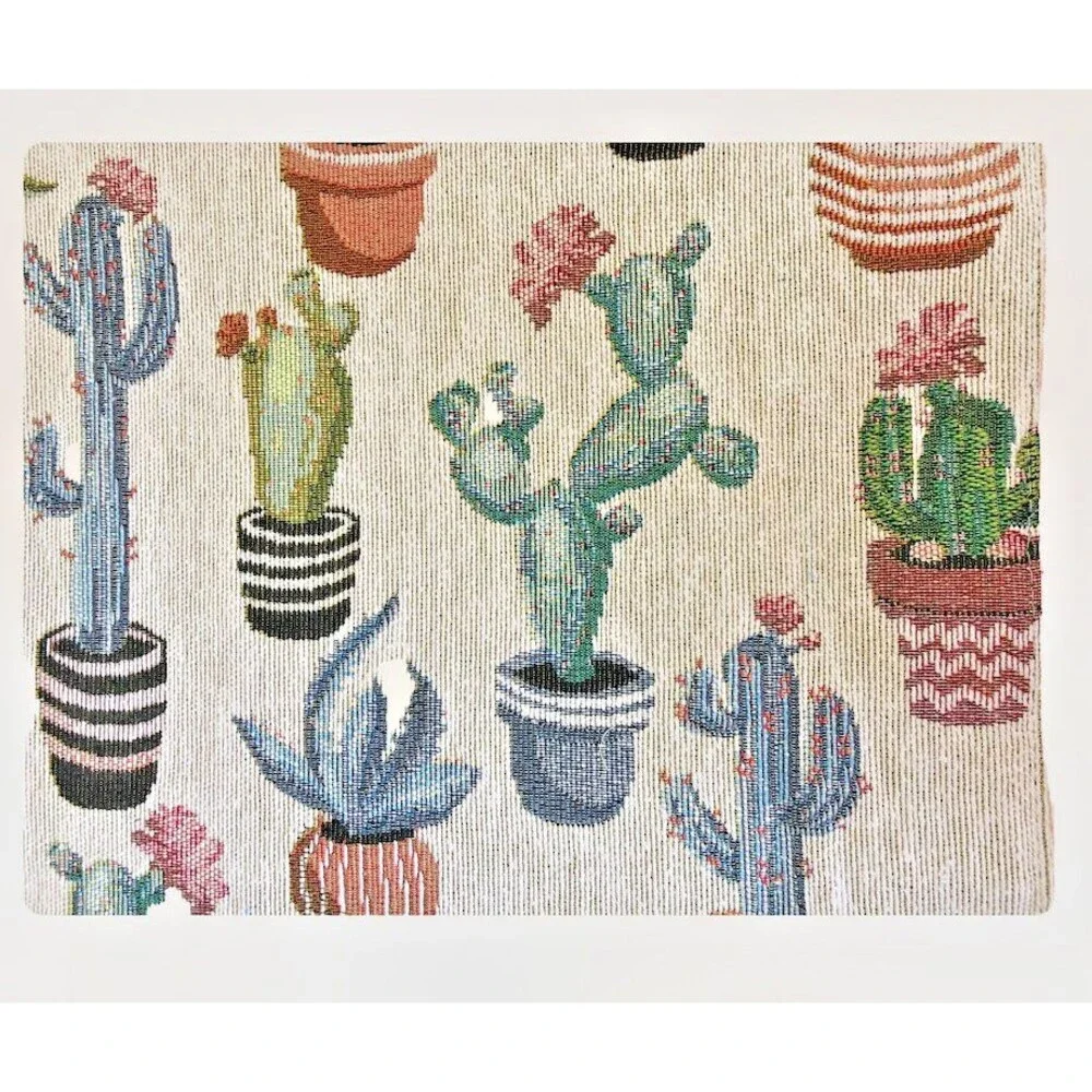 Southwest Cactus Desert Placemats Tapestry Satin Backed 13x18 Set of 4 Western